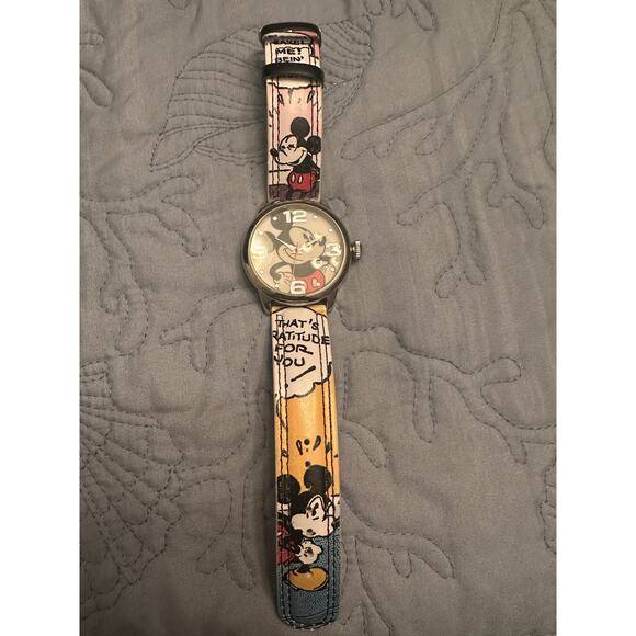 NWOT Disney Mickey Mouse Watch MZB Mck958h15 Silver Case Multicolor Cartoon Band main image 4